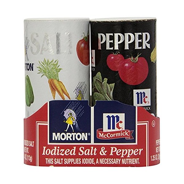 Morton's 4 oz. Salt and Mccormick 1.25 oz. Pepper Shakers 2 Bundles