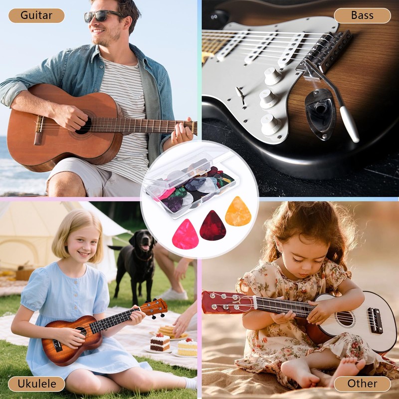 60 PCS Guitar Picks, 3 Different Thickness Abstract Art Colorful