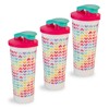 Guateplast Set de 3 Vasos con Tapa de Plástico