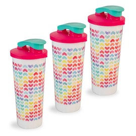 Guateplast Set de 3 Vasos con Tapa de Plástico