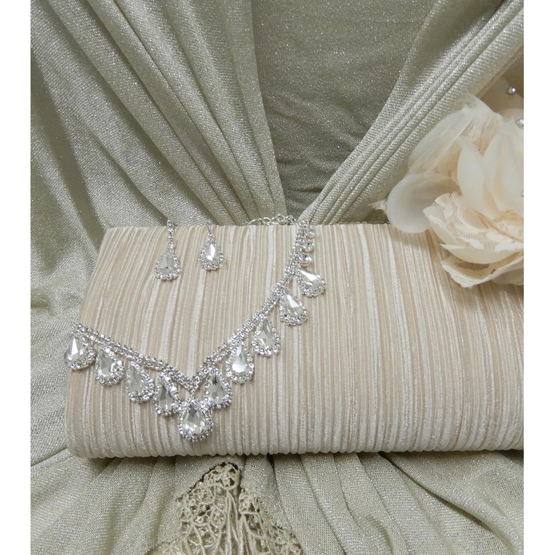 AN SHU Rhinestone Necklace Earrings Set Earrings Set Wedding Wedding