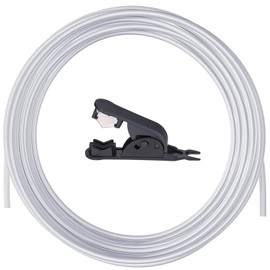 10 Metre PTFE Hose with Cutter, 4 mm x 2.5 mm, 2.5 mm ID × 4 mm OD PTFE Tube Teflon Hose for 1.75 mm for Bambu Lab A1/A1 mini/P1P/P1S/X1C, for Creality K1/K1 Max/Ender 3 V3 (White)