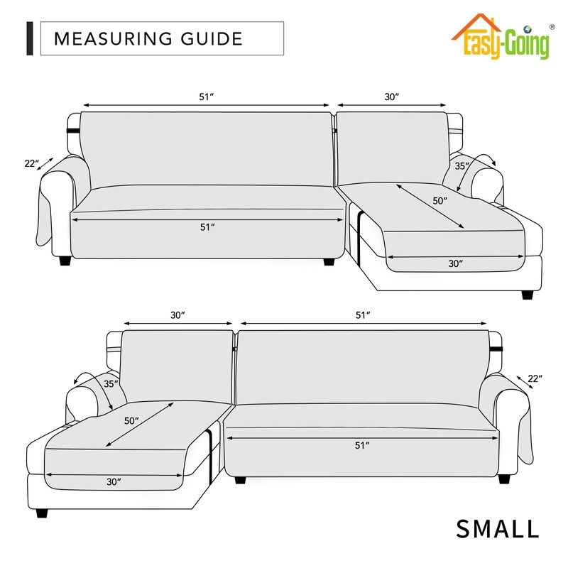 Easy-Going Waterproof Sectional Couch Covers with Chaise 2-Piece Non Slip