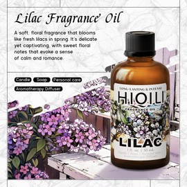 HIQILI Lilac Fragrance Oil for DIY Perfume, Candle & Soap Making, Soft Floral Scents for Essential Oils Diffuser - 1 Fl Oz
