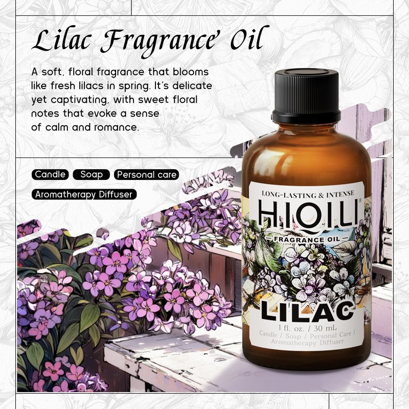 HIQILI Lilac Fragrance Oil for DIY Perfume, Candle & Soap