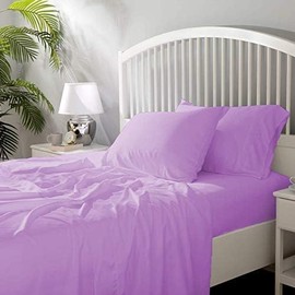 H&H Decor 4 Piece Bed Sheet Set 100% Egyptian Cotton Solid Pattern 400 TC 6-10 Inch Deep Pocket Size (Twin Color Lavender)