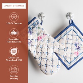 Maison d' Hermine Spring/Summer Set with Oven Gloves and Pot Holder