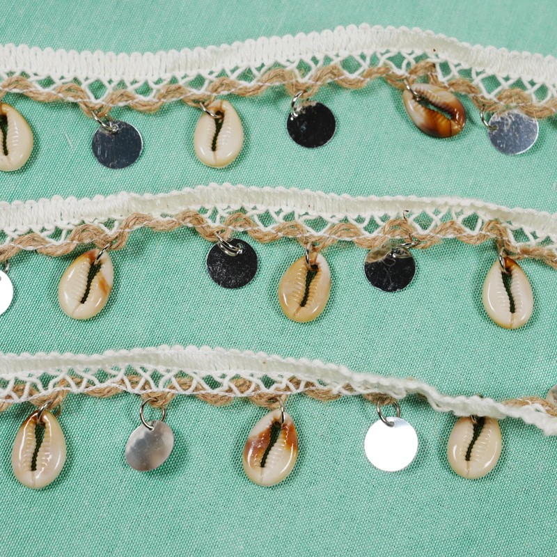 5 Yards Shell Fringe Trim, Sequin Tassel Trim Boho Lace