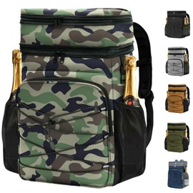 ADDIMOR Expandable Backpack Coolers Insulated Leak Proof - 36 Cans Double Deck Cooler Backpack Waterproof - Soft Lightweight Portable Cooler Bag for Beach Picnic Camping Men and Women (Camouflage)