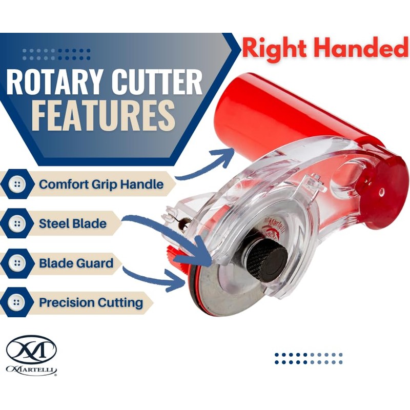 Martelli - Right Handed 60mm Ergonomic Fabric Rotary Cutter for