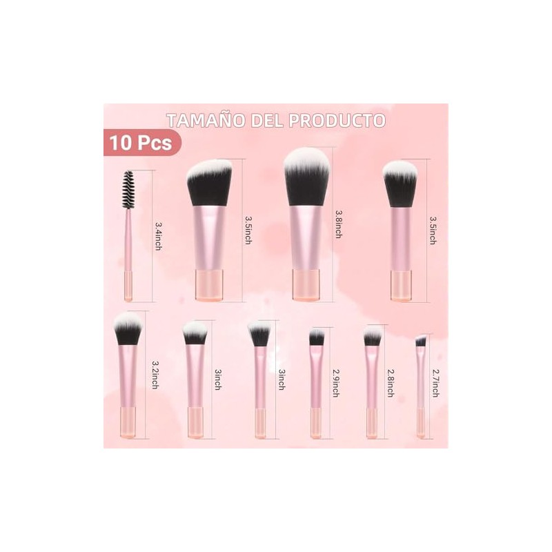 15 Piezas Brochas para Maquillaje con 10 Brochas, 2 Esponjas,