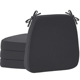 Nobildonna Chair Cushions for Dining,Kitchen,Office, 2'' Thick High-Density Foam Seat Pads with Gel-Infused, Non-Slip, Removable Washable Cover with Ties, Chair Pads,17" x 16",Dark Gray,Set of 4