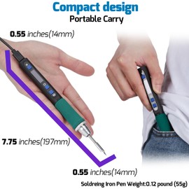WEP 928D-IV Portable Soldering Iron Kit with Fast Heating with C235 Tip, Dynamic Screen, Compact Digital Soldering Iron with Multi-Functional Cover, Type-C Powering, Sleep Mode, PD and QC Protocols