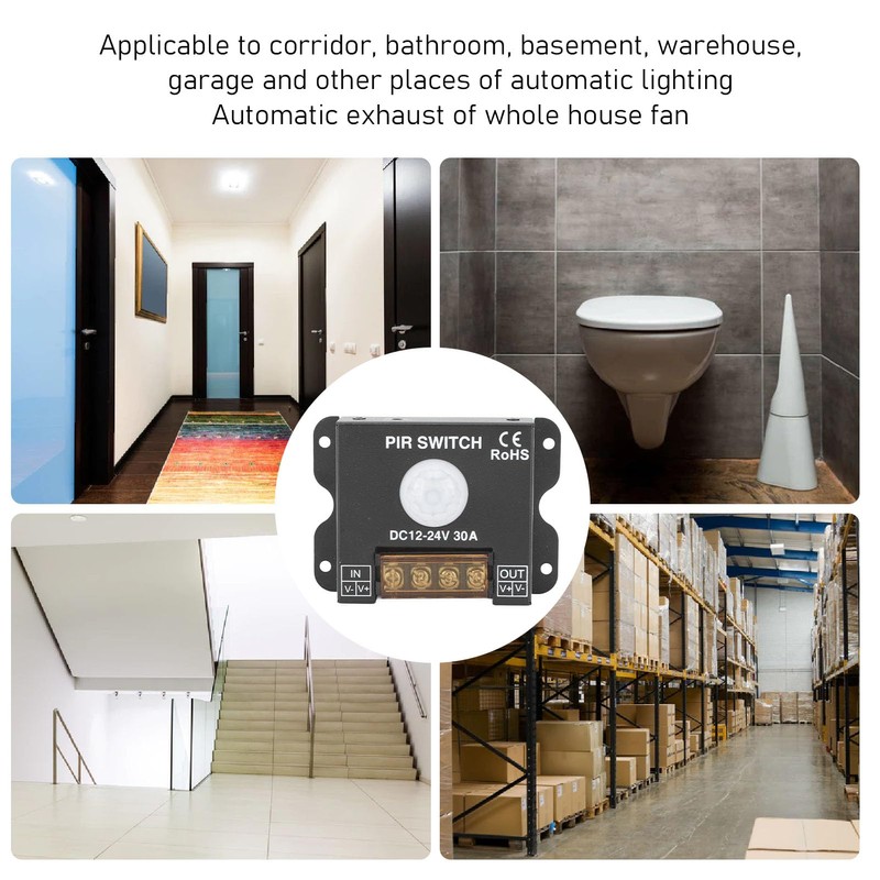 Brrnoo DC 12V 24V 30A PIR Sensor Switch Panel Light