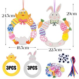 BOFUNX 6 Pack Easter Wreath Craft Kit Bunny Chick Easter Egg Wreath Crafts for Kids Boys Girls DIY Easter Hanging Decoration Make Your Own Easter Decorations