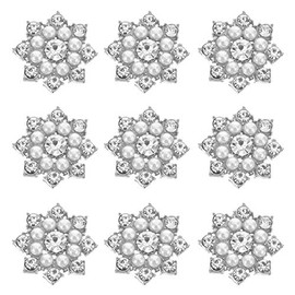 EXCEART 50 piezas de cristal de de nieve con perlas de de imitación para botones, broches, manualidades, joyería, diadema, vestido, clip para el pelo, decoración, color plateado