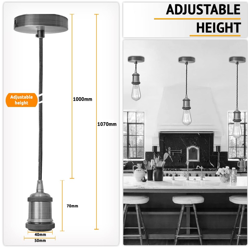 LEDSone Vintage Pendant Light Fitting Modern Retro Industrial Style E27