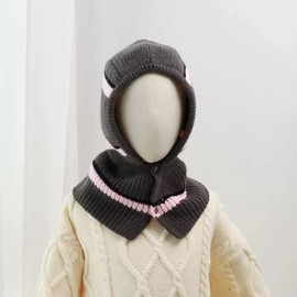 Women's Balaclava Hooded Scarf Hat Winter Muffler lf3225 Free Size Beige 4ea