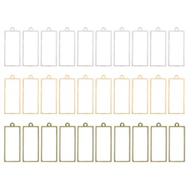 PATIKIL 30pcs Open Bezels, Resin Bezels Pendants Mold Open Back Bezels Geometric Pressed Charm Bulk Alloy Hollow Frame for Resin Jewelry Making Earrings Necklace, Rectangle