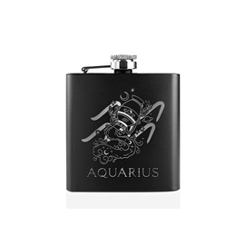 Onebttl Zodiac Theme Gifts Stainless Steel Hip Flask 6oz, Birthday Gifts for Women Men- Aquarius