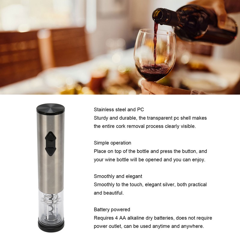 Electric Wine Opener Battery Operated Automatic Wine Bottle Opener with