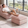38.7" Large Square Ottoman, Cloud Pouf, Boneless, Dense Foam, Corduroy