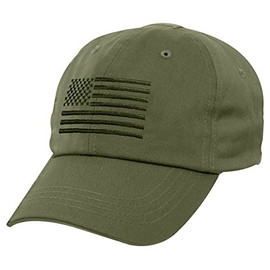 Rothco Tactical Operator Cap with Embroidered US Flag - Adjustable Patriotic American Flag Baseball Cap - Olive Drab