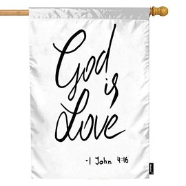 Moslion Christian Inspirational Quote House Flag with God Is Love Bible Verse Summer Flag Decorative Outdoor Flag Double-Sided Cotton Linen 28 x 40 Inch