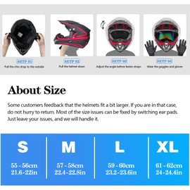 Youth Kids Motocross Helmet, Adult ATV Dirt Bike Helmet, Off-Road BMX 4-Wheeler Full Face Motorcycle Helmet W/Goggles Gloves & Mask, DOT Approved, Gray, M