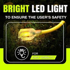 100ft Outdoor/Indoor Extension Cord 16/3 Gauge Heavy Duty 3 Prong SJTW, Waterproof, Flexible Cold-Resistant Long Power Cord,10A 125V 1250W, Yellow by LifeSupplyUSA