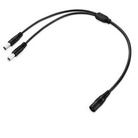 conecto, Hollow Plug Adapter, Low Voltage Y-Splitter 1 x 5.5 x 2.1 mm Female to 2 x 5.5 x 2.1 mm, 40 cm, Black