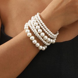 Long tiantian Gold Beaded Bracelets for Women Men Silver Beaded Bracelet Stack Bead Bracelet Stackable Pearl Bracelets for Women Trendy Birthday Christmas Jewelry Gift