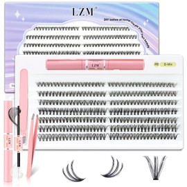 LZM Lash Clusters Natural Look Cluster Eyelash Extensions Kit with Lash Bond & Seal