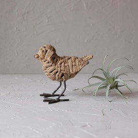 Foreside Home & Garden Natural Wrapped Bird Decorative Figure Seagrass & Metal