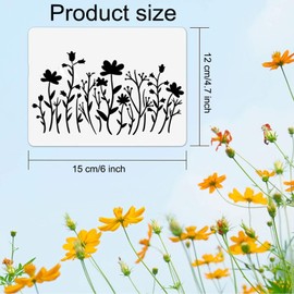 WADY Reusable Large Wildflower Stencils for Painting - Botanical Leaves & Flower Templates for Wood Crafts, Canvas Art Decor | Thick Plastic Floral Drawing Stencils Wall & DIY Projects (12)