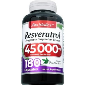 FITO MEDICS- Lab  resveratrol 180 cápsulas  45000 mg  suplemento de resveratrol  resveratrol orgánico  resvera