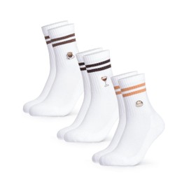 Occulto Women's & Men's Tennis Socks with Stripes Pack of 3 (Model: Summer) Statement Tennis Socks, coffee, 43 - 46