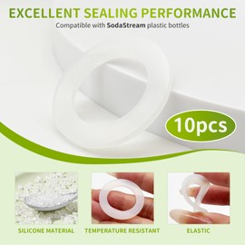 Seal O-Ring Replacement for SodaStream Lid - Lid Seal for SodaStream Bottles, Ideal for 1 L Plastic Bottles & PET Bottles Plastic Bottles from Water Carbonator (Pack of 10, White)