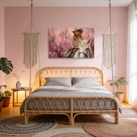 TIEHAOMAI Pink Cowgirl Canvas Wall Art(Artwork-1,12x18inch (30x45cm))