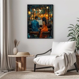 Couple Playing Piano Diamond Painting Kits for Adults, Careers 5D DIY Diamond Art Kits Full Drill Diamond for Gift Wall Decor Gem Arts 12x16inch