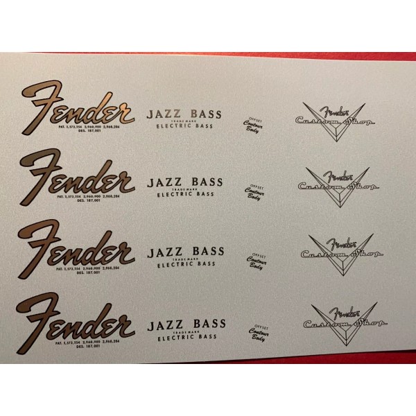 Unbranded Guitar Headstock Waterslide Decals Metallic Ink Half Sheet special