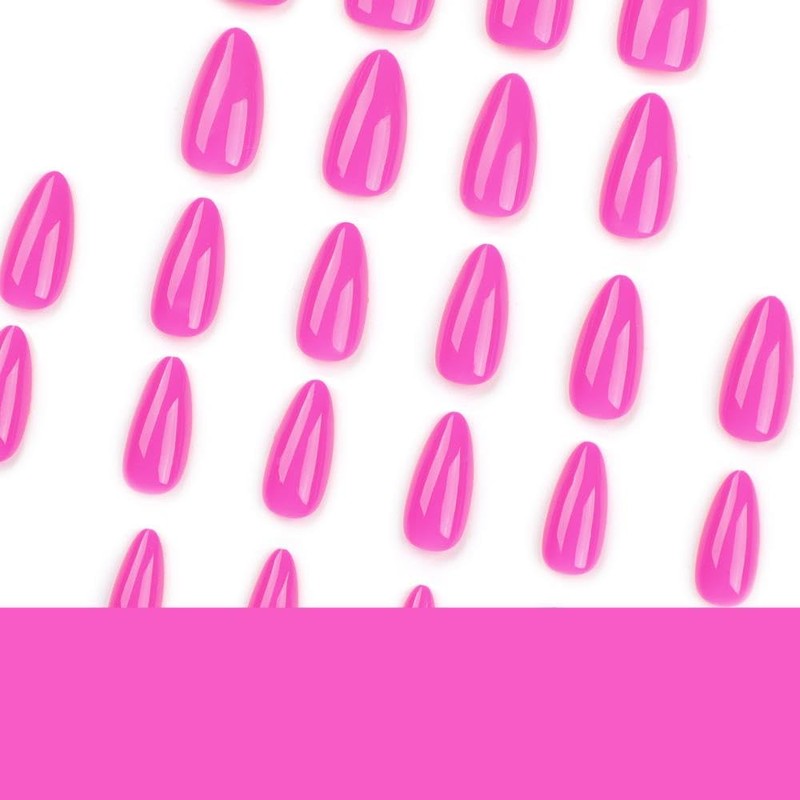 Hot Pink Press on Nails Upgrade Medium Almond Pure Color
