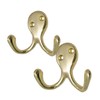 2 Pack of Brass Double Coat Hooks Door & Wall