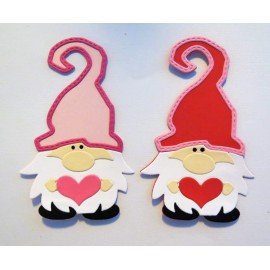 Valentines Gnome Layered 2 Paper Die Cut Scrapbook Embellishments Cardmaking