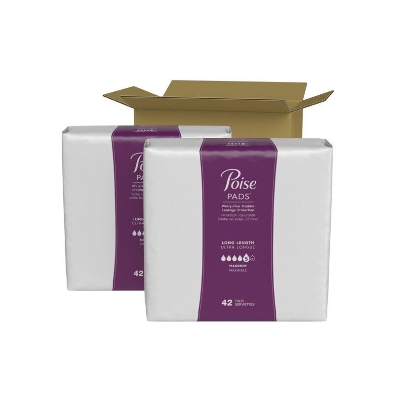 Poise Incontinence & Postpartum Incontinence Pads, 5 Drop Long Length-84