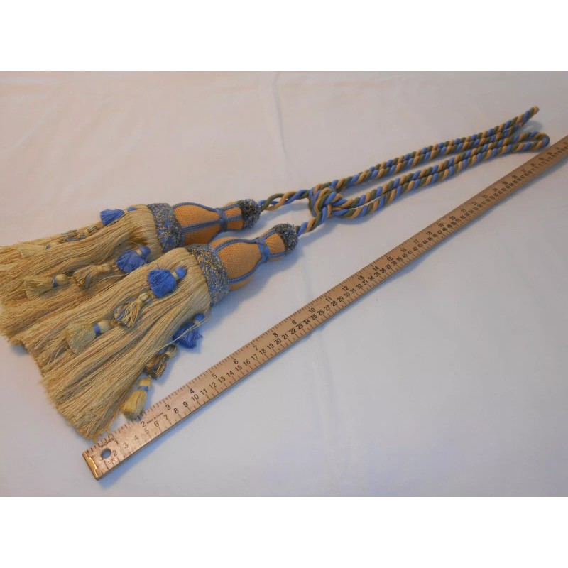 Lee Jofa Carousel 11.5" Double Tassel Tieback Yellow Blue for