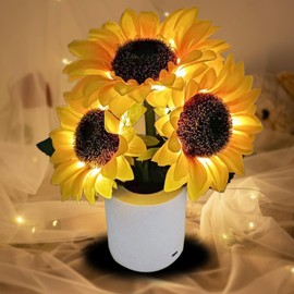 TAIPOXUN Led Sunflower Lamp Gift for Women,Flower Lamp Table Flower Desk Lamp Night Light for Bedroom Living Room Decor,Mothers Day Birthday Gifts for Her Mom Wife Girlfriend Teacher Grandma (Yellow)