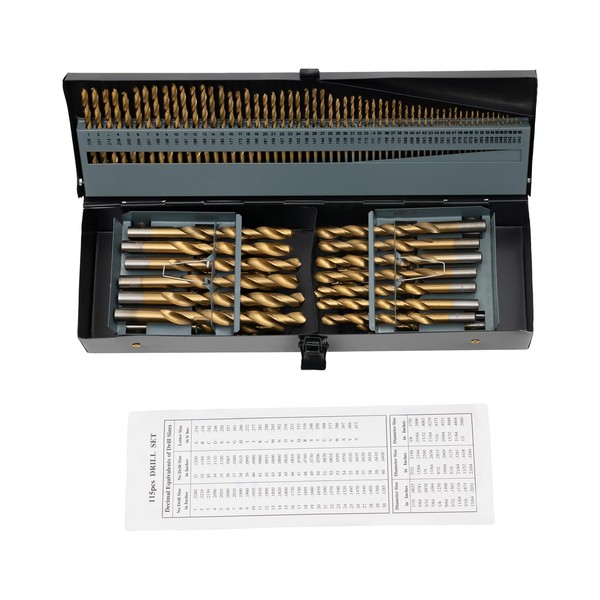 KELIBI Drill Bit Set, 115PCS Spiral Flute+Round Straight Shank Drill