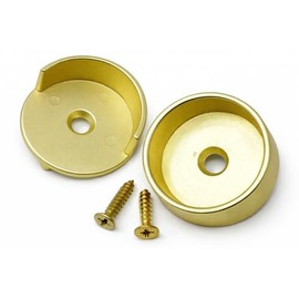 Kitchen Inventions Matte Brass One Pair 1 5/16 Inch Diameter Round Wardrobe Closet Rod End Support Flanges - One Open and One Closed Caps with Installation Screws