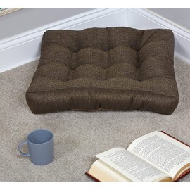 Klear Vu Gripper Non-Slip Floor Cushions for Adults, Extra Thick Square Meditation Pillow, Ideal for Yoga, Seating or Lounging, 21"x21", 1 Count, Chestnut